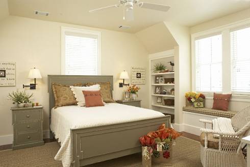 Home Decorating on Second Upper Level Bedroom Also Features Country Cottage Decor  In