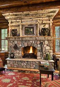 The Rustic Stone Fireplace . . . Amazing Adirondack Designs!