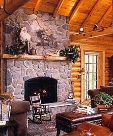 log cabin fireplace