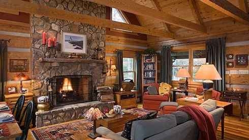 log cabin fireplace