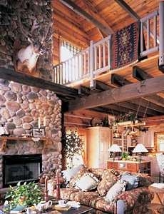 log cabin fireplace