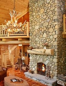 log cabin fireplace