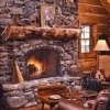 log cabin fireplace