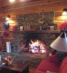 log cabin fireplace