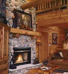 log cabin fireplace