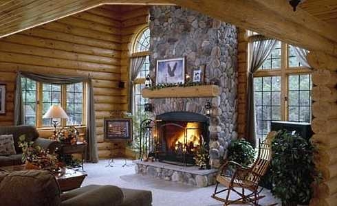 The Log Cabin Fireplace Warming, Log Home Fireplace Images