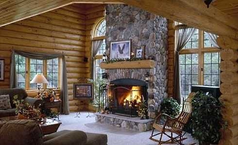 log cabin fireplace