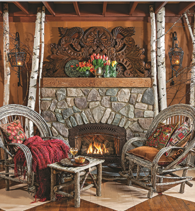 rustic stone fireplaces