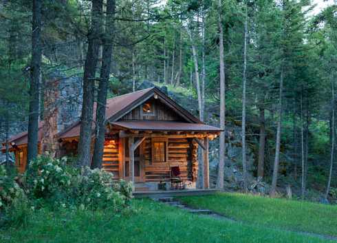 log cabin in the woods