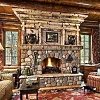 rustic stone fireplace