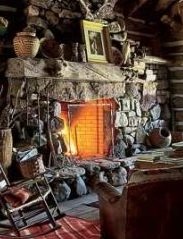 log cabin fireplace