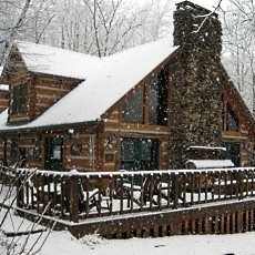 log cabin fireplace