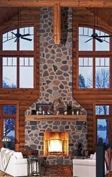 log cabin fireplace