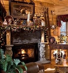 log cabin fireplace