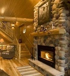 log cabin fireplace