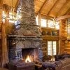 rustic stone fireplace