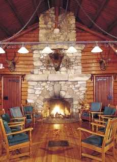 rustic stone fireplace