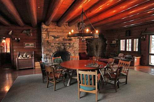 rustic stone fireplace