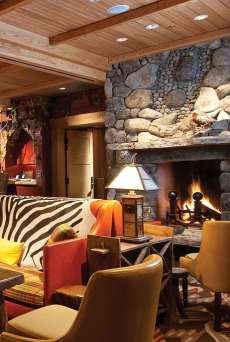 rustic stone fireplace